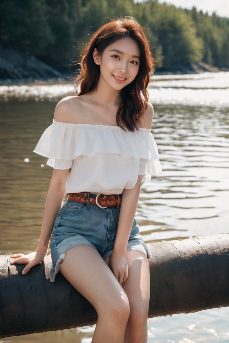 (glamour photography:1.3) photo of a smiling japanese xxmix_girl in her 20s, {ponytail|bobcut|bun hair}, wearing (Nautical-inspired outfit with a striped t-shirt, white linen shorts, boat shoes, and a rope belt for a day spent by the water:1.2), dfdd, (blush:0.9), (goosebumps:0.5), solo, beautiful, masterpiece, photorealistic, hi-res, hdr, 8k, remarkable color, ultra realistic, textured skin, realistic dull skin noise, visible skin detail, skin fuzz, dry skin, perfect face, perfect eyes, (gravure posing for picture:1.2), (cowboy shot:1.6), (detailed random background:1.4), natural lighting, (ray tracing:1.2), subsurface scattering, {low angle|(shot from a dutch angle:1.4)}, golden ratio, (shot on Leica T), RAW cinema photo, 50mm portrait lens, shallow depth of field, Fujicolor Pro film