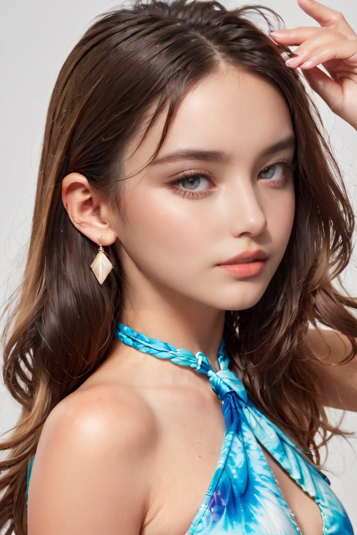 (glamour_photo:1.4) of a beautiful young model\(woman, girl\), (preteen:1.4), 1girl, (blush:0.5), (goosebumps, blemishes:0.5), subsurface scattering, detailed skin texture, textured skin, realistic dull skin noise, visible skin detail, skin fuzz, dry skin, perfect fingers & hands, realistic fingernails, feminine tone, BREAK wearing Tie-dye bikini with triangle top and tie-side bottoms, BREAK RAW Photo, (photorealistic, photorealism, realistic:1.3), SFW, (upper_body framing:1.3), Sexy_Pose, gdminteriorti, gdminteriorti luxury modern interior design, living_room, (shot from dutch angle:1.6), shot on ALEXA 65 camera, using Fujicolor Pro Film, Enhanced All,