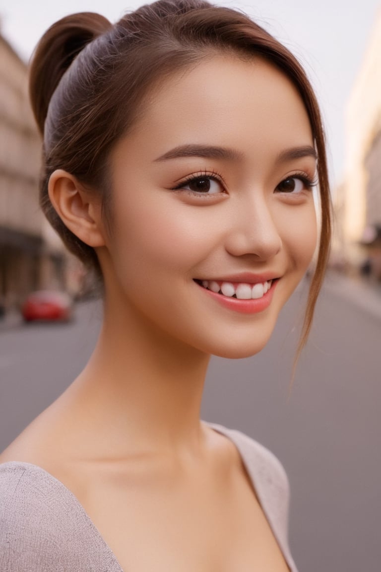 ({glamour|beauty|candid}:1.3) photo of a beautiful {smiling|(serious:1.3)|(sad, teary:1.2)} cutegirlmix her 20s, {ponytail|long|bobcut} hairstyle, similing, wearing {casual clothes|elegant dress|school uniform|micro bikini}, (blush:0.5), (goosebumps:0.5), textured skin, realistic dull skin noise, visible skin detail, skin fuzz, dry skin, (skinny:1.2), masterpiece, remarkable color, ultra realistic, dfdd, (posing for a picture on a city street:1.2), (upper body framing from waist:1.6), soft bounced lighting, ray tracing, subsurface scattering, {from side|from above|from behind, looking at viewer}, golden ratio, Cinematic Shot, 50mm portrait lens, Movie Still