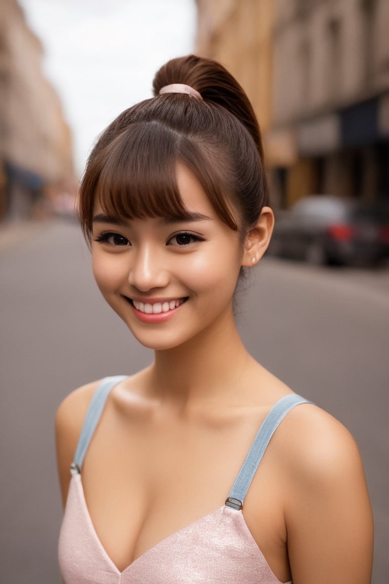 ({glamour|beauty|candid}:1.3) photo of a beautiful {smiling|(serious:1.3)|(sad, teary:1.2)} cutegirlmix her 20s, {ponytail|long|bobcut} hairstyle, similing, wearing {casual clothes|elegant dress|school uniform|micro bikini}, (blush:0.5), (goosebumps:0.5), textured skin, realistic dull skin noise, visible skin detail, skin fuzz, dry skin, (skinny:1.2), masterpiece, remarkable color, ultra realistic, dfdd, (posing for a picture on a city street:1.2), (upper body framing from waist:1.6), soft bounced lighting, ray tracing, subsurface scattering, {from side|from above|from behind, looking at viewer}, golden ratio, Cinematic Shot, 50mm portrait lens, Movie Still