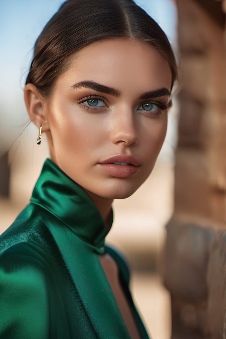 (glamour photography) photo of a LinkGirl, 18 year old, {ponytail|bobcut|bun hair}, wearing (bold emerald green halter neck dress with chunky black heels and a black clutch:1.2), dfdd, (blush:0.9), (goosebumps:0.5), solo, beautiful, masterpiece, (photorealistic:1.2), hi-res, hdr, 8k, remarkable color, ultra realistic, textured skin, realistic dull skin noise, visible skin detail, skin fuzz, dry skin, (casual posing for picture:1.2), (cowboy shot:1.6), (detailed random background:1.6), natural lighting, (ray tracing:1.2), subsurface scattering, {low angle|(shot from a dutch angle:1.4)}, golden ratio, (shot on Leica T), RAW cinema photo, 50mm portrait lens, shallow depth of field, Fujicolor Pro film