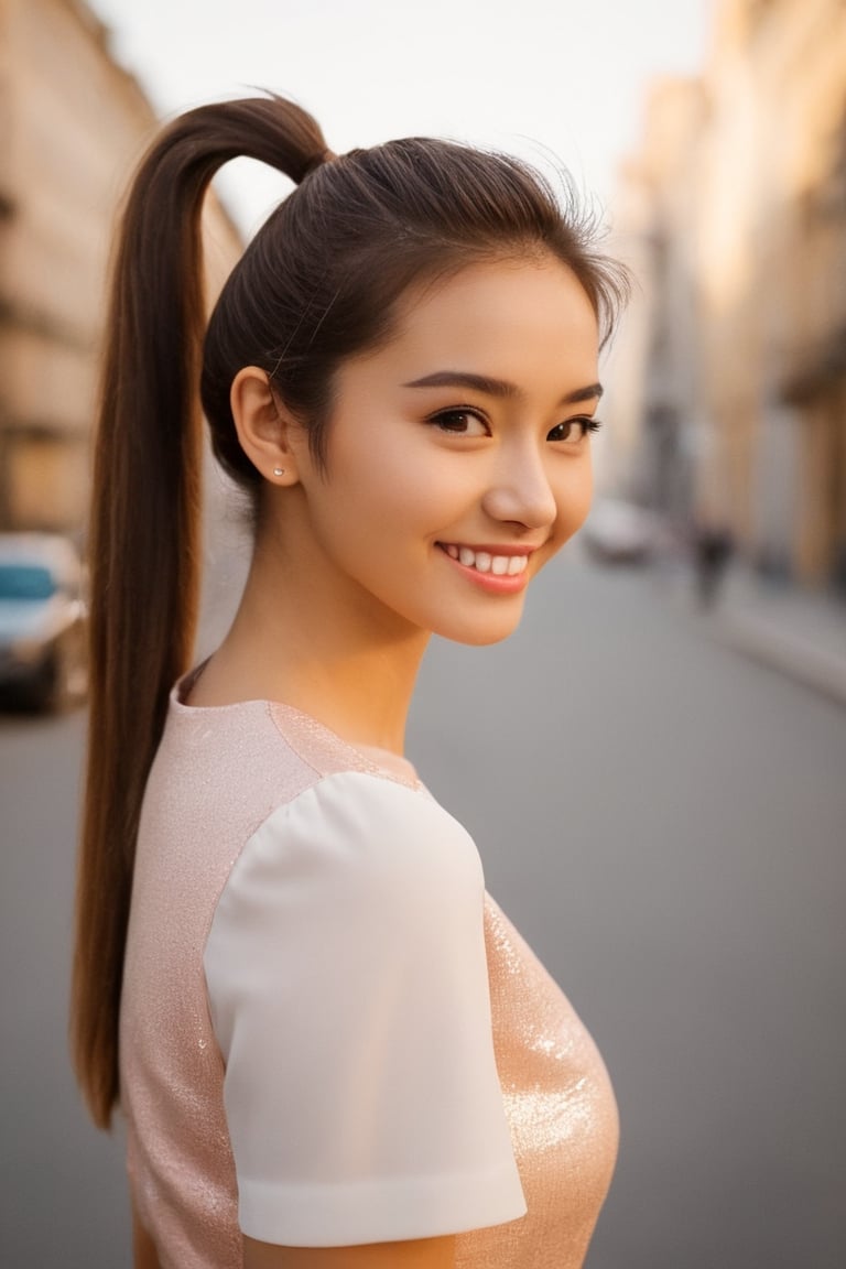 {glamour|beauty|candid} photo of a beautiful {smiling|(serious:1.3)|(sad, teary:1.2)} cutegirlmix her 20s, {ponytail|long|bobcut} hairstyle, similing, wearing {casual clothes|elegant dress|school uniform|micro bikini}, (blush:0.5), (goosebumps:0.5), textured skin, realistic dull skin noise, visible skin detail, skin fuzz, dry skin, (skinny:1.2), (petite:1.2), masterpiece, remarkable color, ultra realistic, dfdd, (posing for a picture on a city street:1.3), (upper body framing from waist:1.6), soft bounced lighting, ray tracing, subsurface scattering, {from side|from above|from behind, looking at viewer}, golden ratio, Cinematic Shot, 50mm portrait lens, Movie Still