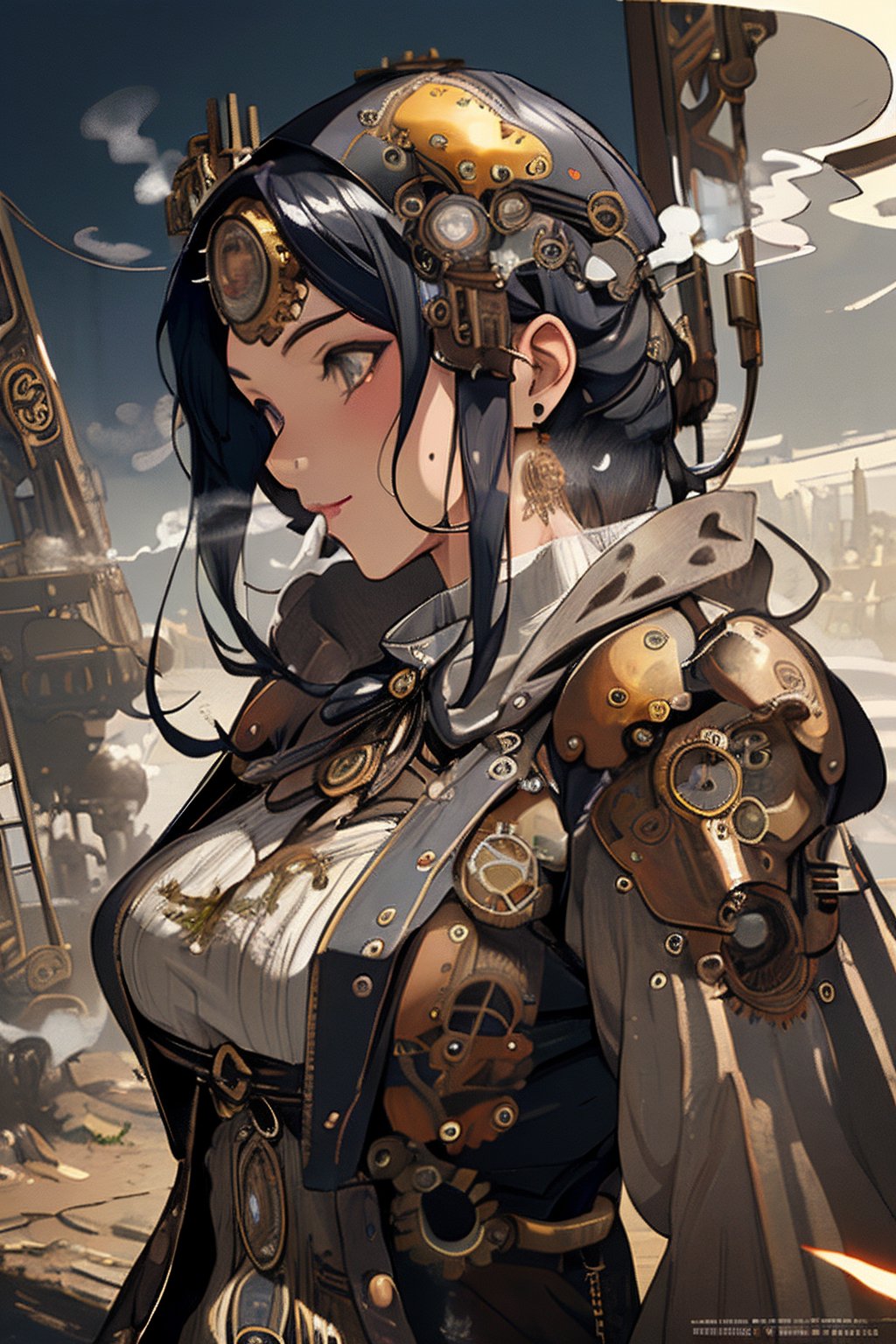 ((Steam Punk:1.4)),solo girl,upper body,
super fine illustration,perfect anatomy,(masterpiece,ultra quality,ultla highres,32k,intricate detailed),