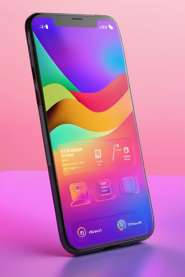 3d render concept art, octane, redshift, unreal engine 5, minimalistic, realistic, web interface, ux ui design, 1smartphone, presentation, idea, cinema 4d, figma, gradient, rainbow, rainbow phone