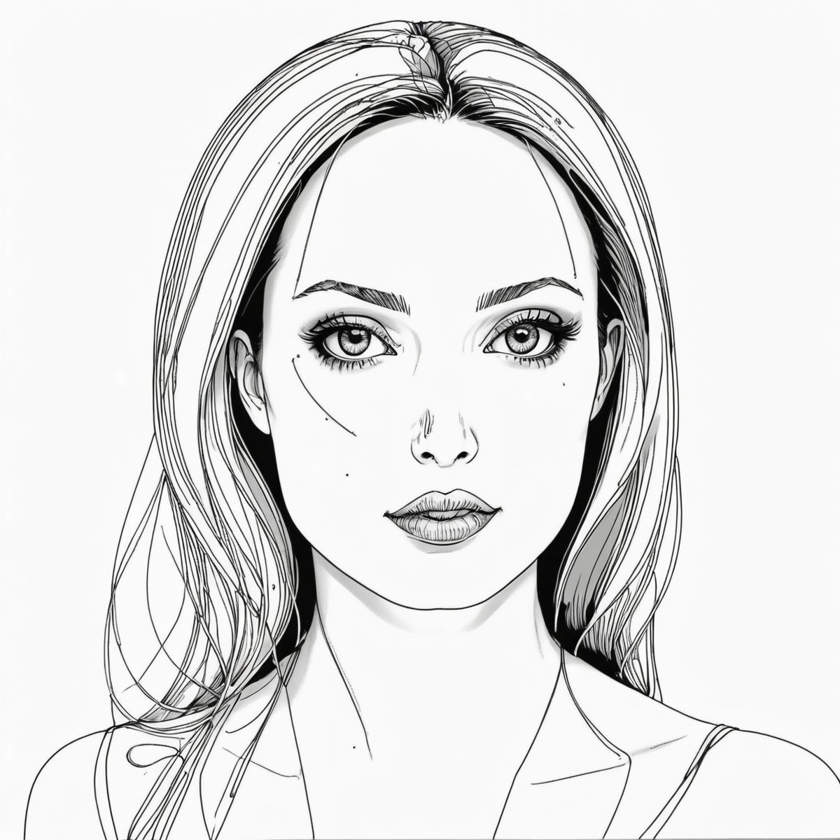 coloring book, bold line art. White and black minimalistic draw coloring page for angelina jolie. Defined lines. Clean Drawn. Vector, Coloring Page, Bold line art, Coloring Book, Outline, Coloring, Coloring Sheet, Coloring Book, Coloring Page, Black and white, illustration, Draw, drwbk coloring book drawing