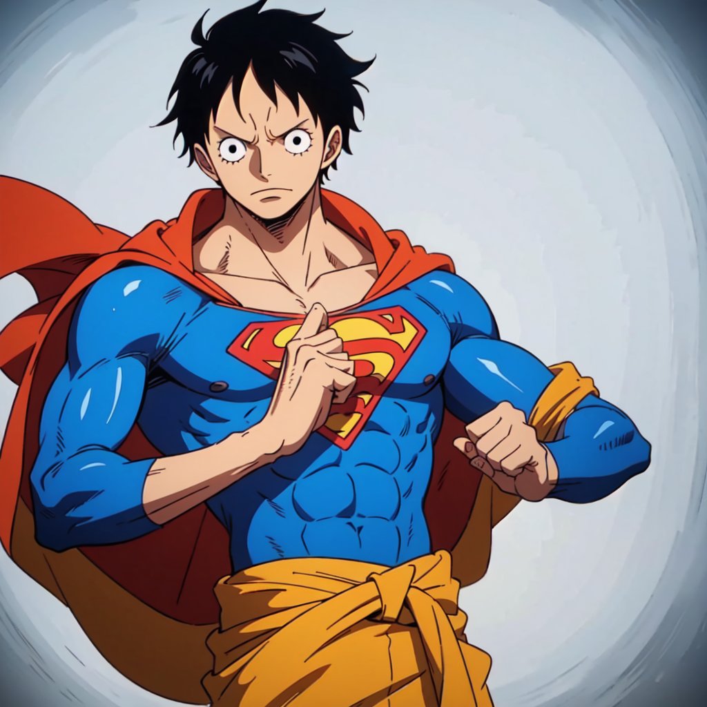 High Definition, 300 Dpi, 4k, superman, best quality, MASTERPIECE, One piece style, simple background, (One piece style)