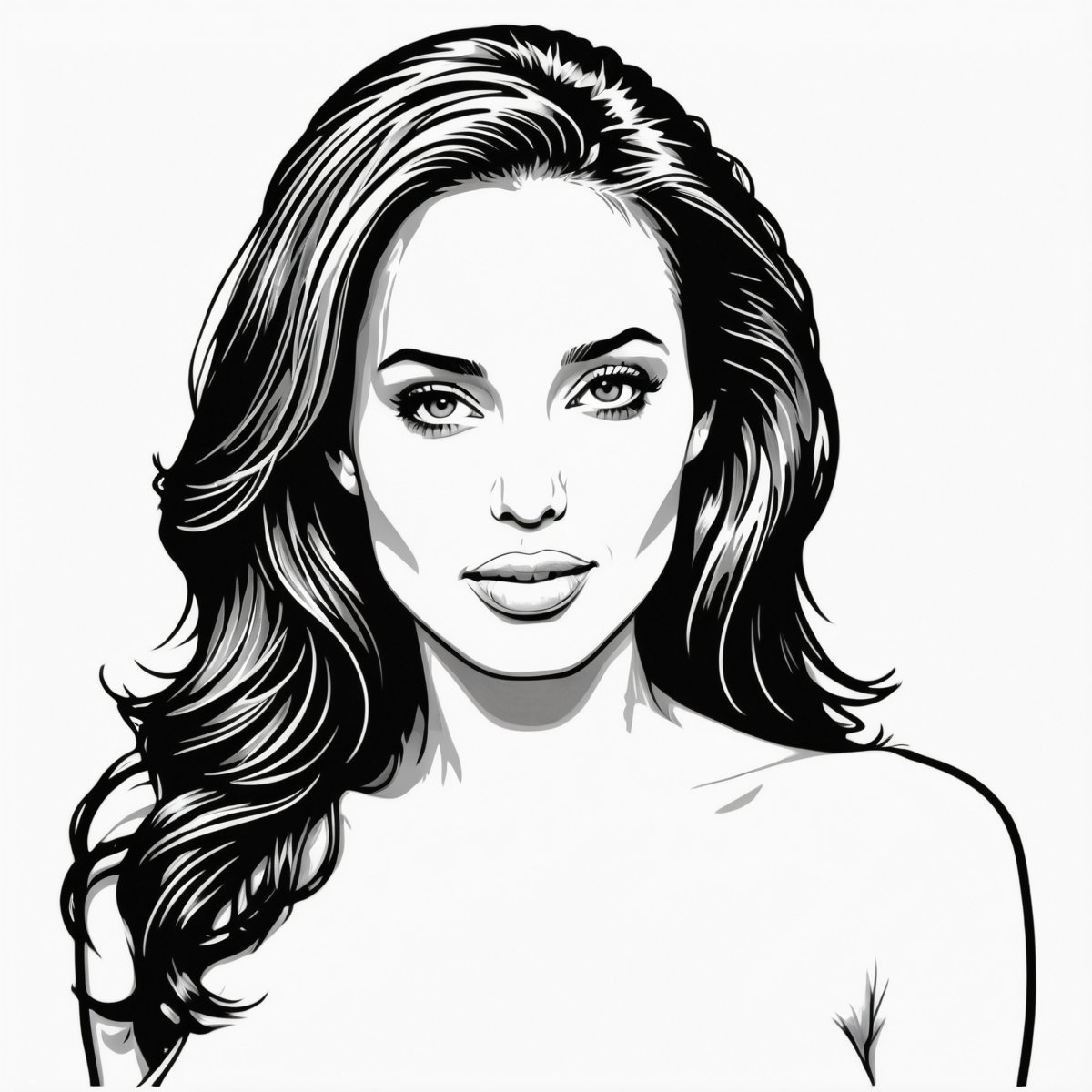 coloring book, bold line art. White and black minimalistic draw coloring page for angelina jolie. Defined lines. Clean Drawn. Vector, Coloring Page, Bold line art, Coloring Book, Outline, Coloring, Coloring Sheet, Coloring Book, Coloring Page, Black and white, illustration, Draw, drwbk coloring book drawing,ColoringBookAF