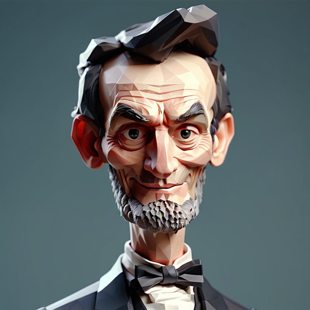 score_9, score_8_up, illustration of Abraham Lincoln, (IncrsAnyasHehFaceMeme) grin, simple background, masterpiece, perfect anatomy, 