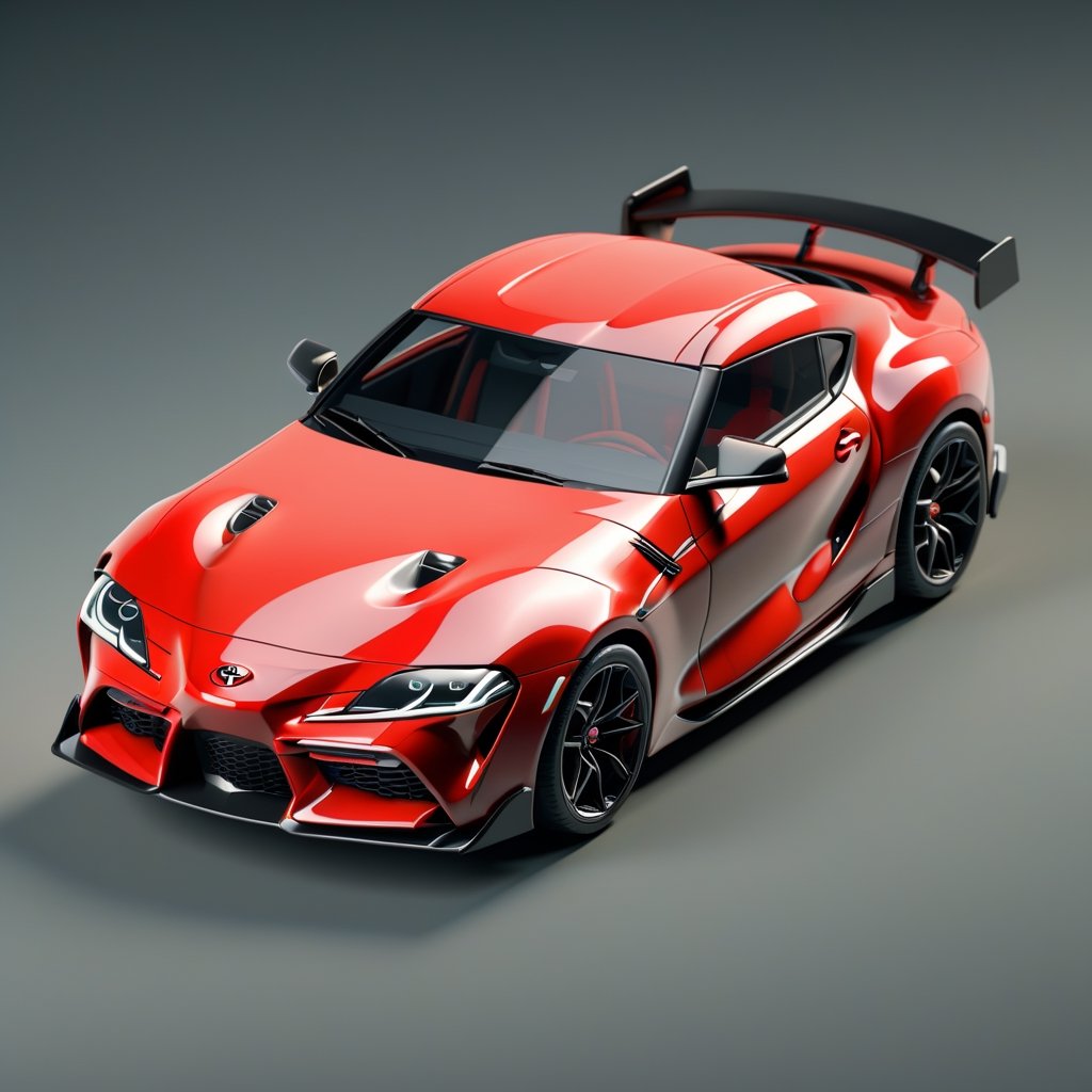 cute 3D isometric model of a toyota GR supra | blender render engine niji 5 style expressive,3d isometric,3d style,