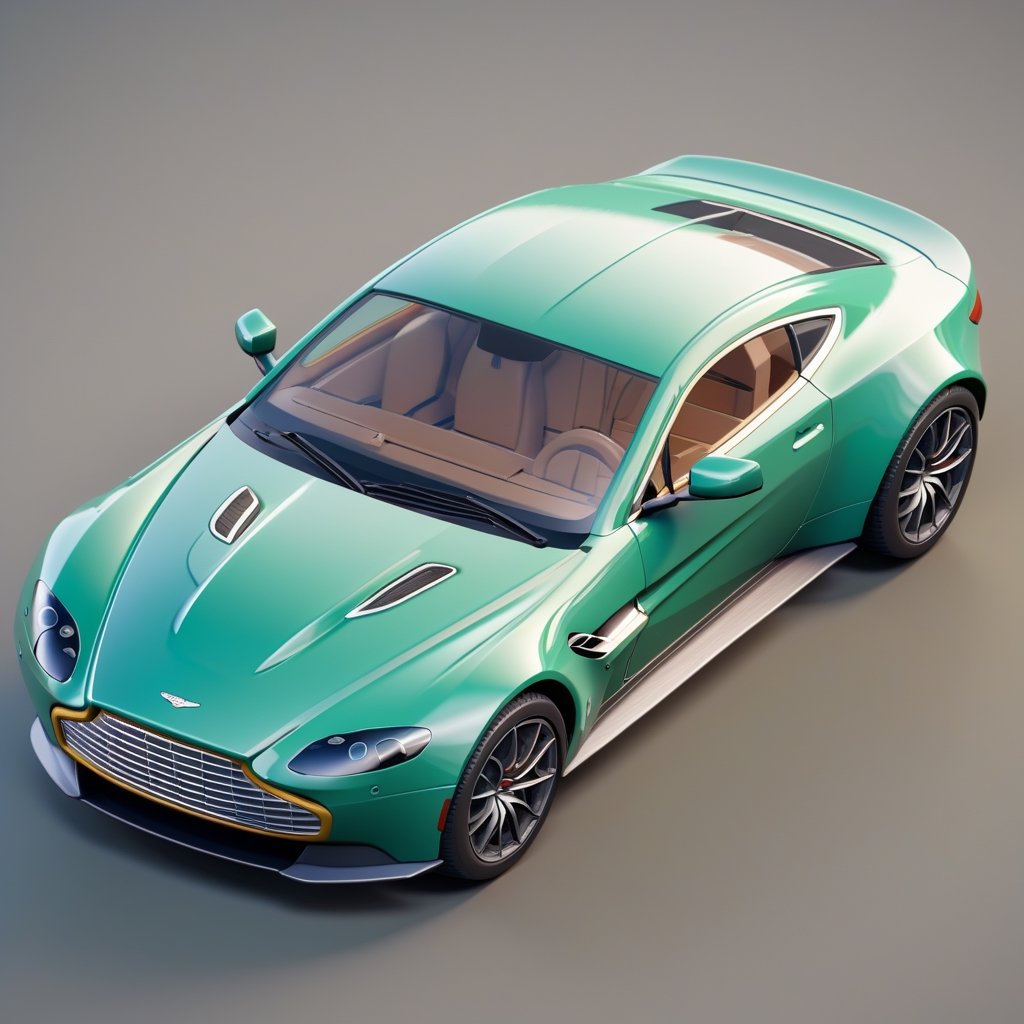 cute 3D isometric model of a aston martin vantage | blender render engine niji 5 style expressive,3d isometric,3d style,