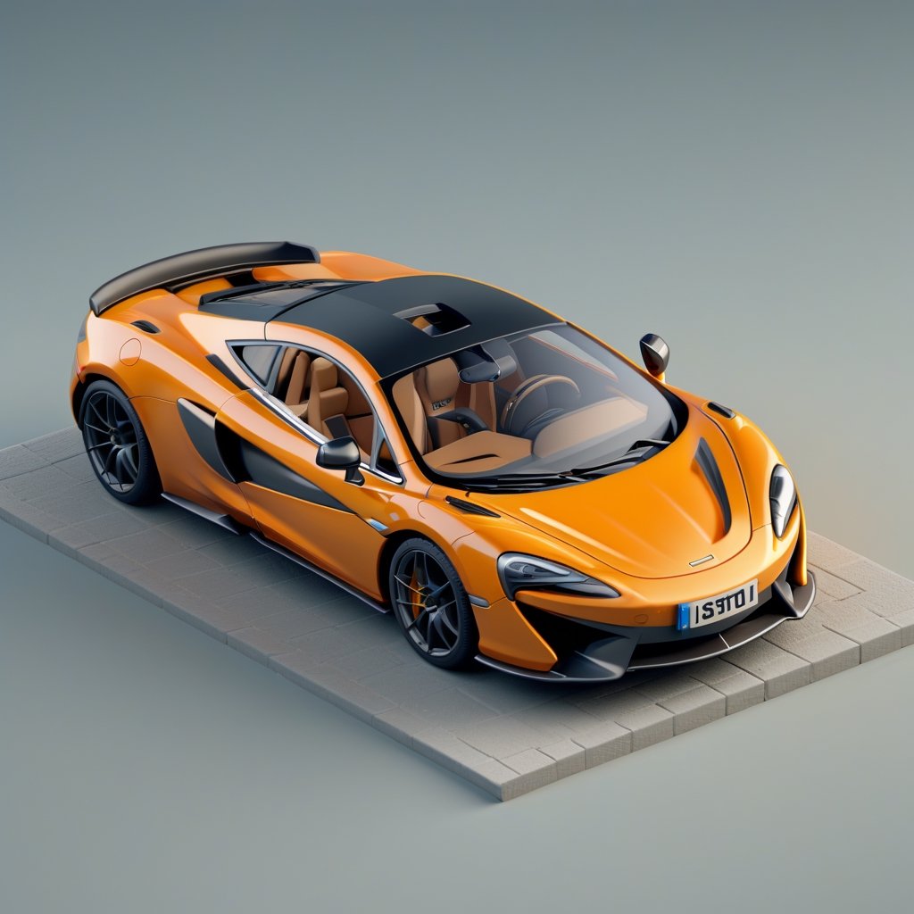 cute 3D isometric model of a mclaren 570s | blender render engine niji 5 style expressive,3d isometric,3d style,