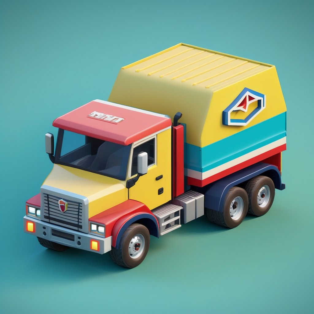 cute 3D isometric model of a marcedes truck | blender render engine niji 5 style expressive,3d isometric,3d style