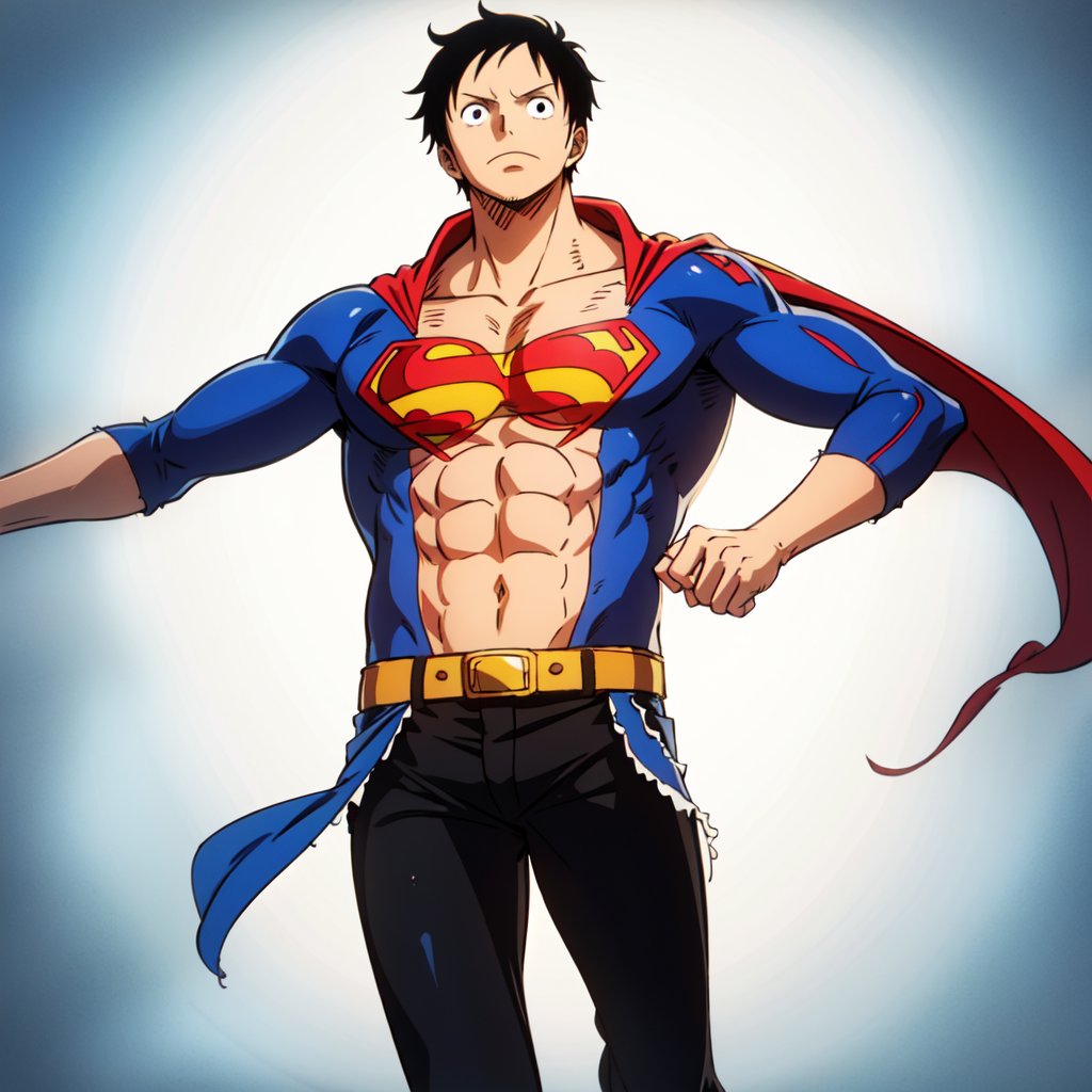 High Definition, 300 Dpi, 4k, superman, best quality, MASTERPIECE, One piece style, simple background, (One piece style)