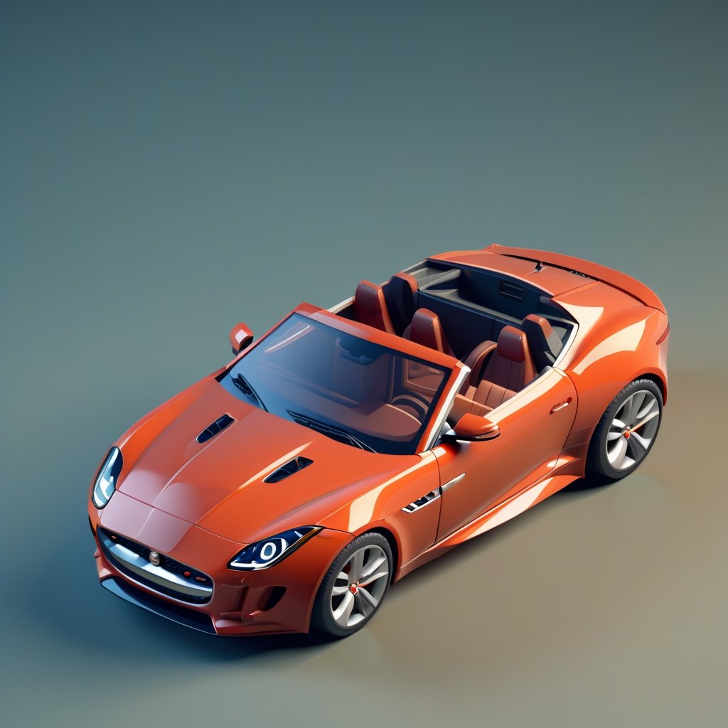 cute 3D isometric model of a jaguar f type | blender render engine niji 5 style expressive,3d isometric,3d style,