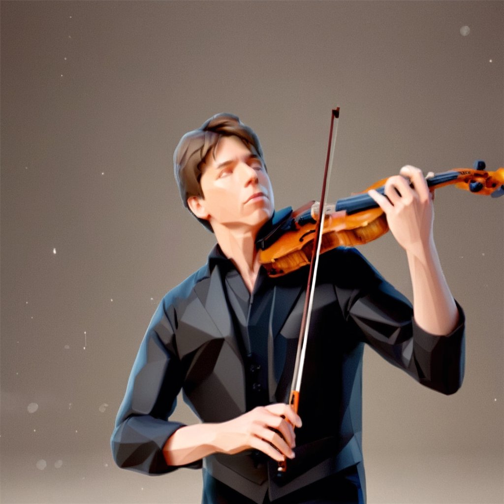 illustration of JOSHUA BELL wearing black tuxedo,  simple background, playing violin, masterpiece, perfect anatomy, full body, 