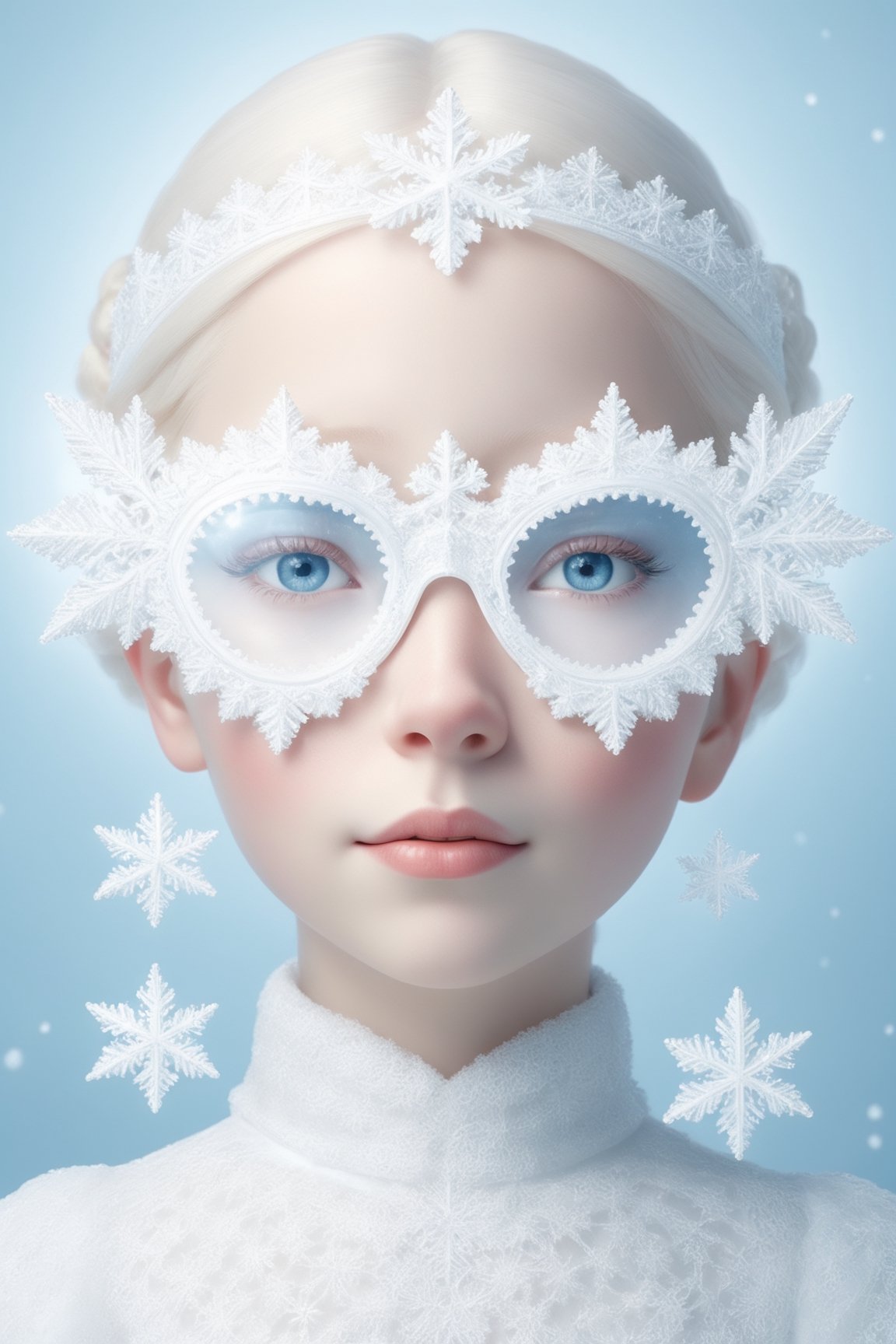 (Photorealistic Stick: 1.2), Sharp focus, (wearing snowflake glasses), Albino angel girl with seductively beautiful alabaster skin, 10 years old, cute face, detailed and perfect face, cuteness loved by everyone ,
A bright smile full of compassion, beautiful red lips, big eyes, soft expression, light blue pupils, white eyelashes, white hair,
Her porcelain-white skin, reflecting an almost heavenly glow, (((Victorian wedding dress, expensive, intricately designed tiara)), with intricate lacework and intricate details of lace and embroidery. Pure white wedding dress, (dancing, random pose, changing pose, dynamic angle,), happy atmosphere,snowflake glasses