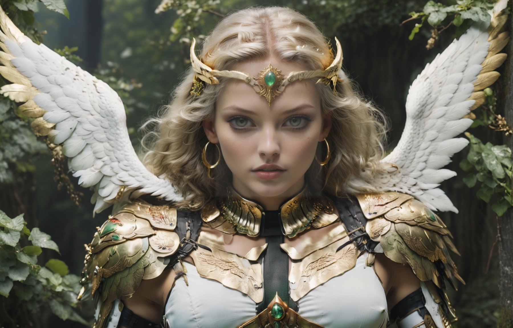 (wide angle),(Aetherpunk style:1.4),8k , ultra quality ,nature,pagan imagery,intricate detailed, beautiful valkyrie ,gold detailed holy gorgeous armor,intricate detailed wide angelic wings,spreading angelic wings wide,utopia,magic,detailed,mages,outdoors,amazing scenery,(highly detailed:1.2),(ultra realism:1.2), realistic, detailed, textured, skin, platinum white hair, green eyes, by Alex Huguet, Mike Hill, Ian Spriggs, JaeCheol Park, Marek Denko
,detailmaster2,more detail XL,(half body image),realistic,3d toon style,xxmix_girl,xxmixgirl