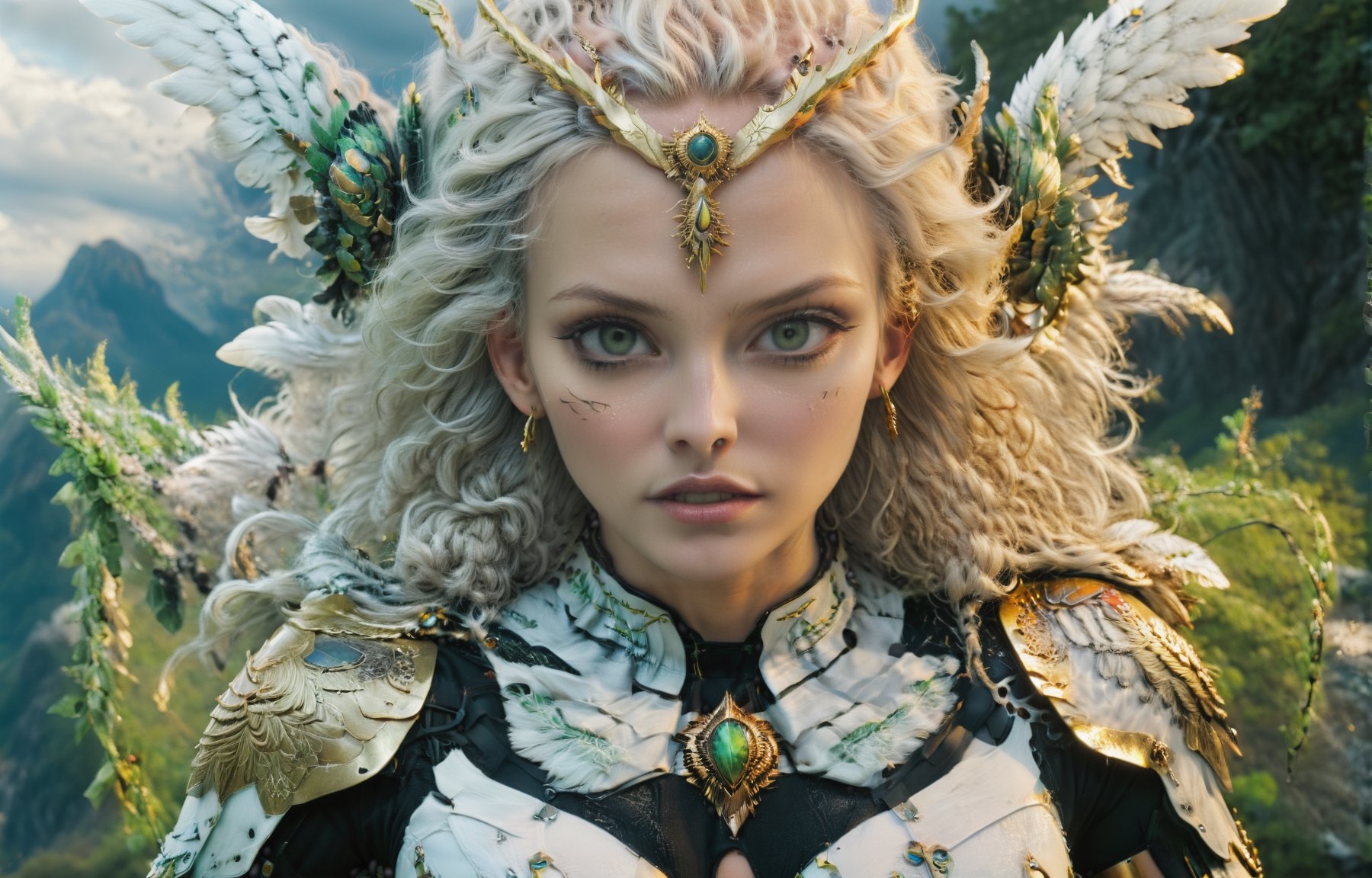 (wide angle),(Aetherpunk style:1.4),8k , ultra quality ,nature,pagan imagery,intricate detailed, beautiful valkyrie ,gold detailed holy gorgeous armor,intricate detailed wide angelic wings,spreading angelic wings wide,utopia,magic,detailed,mages,outdoors,amazing scenery,(highly detailed:1.2),(ultra realism:1.2), realistic, detailed, textured, skin, platinum white hair, green eyes, by Alex Huguet, Mike Hill, Ian Spriggs, JaeCheol Park, Marek Denko
,detailmaster2,more detail XL,(half body image),realistic,3d toon style,xxmix_girl,xxmixgirl