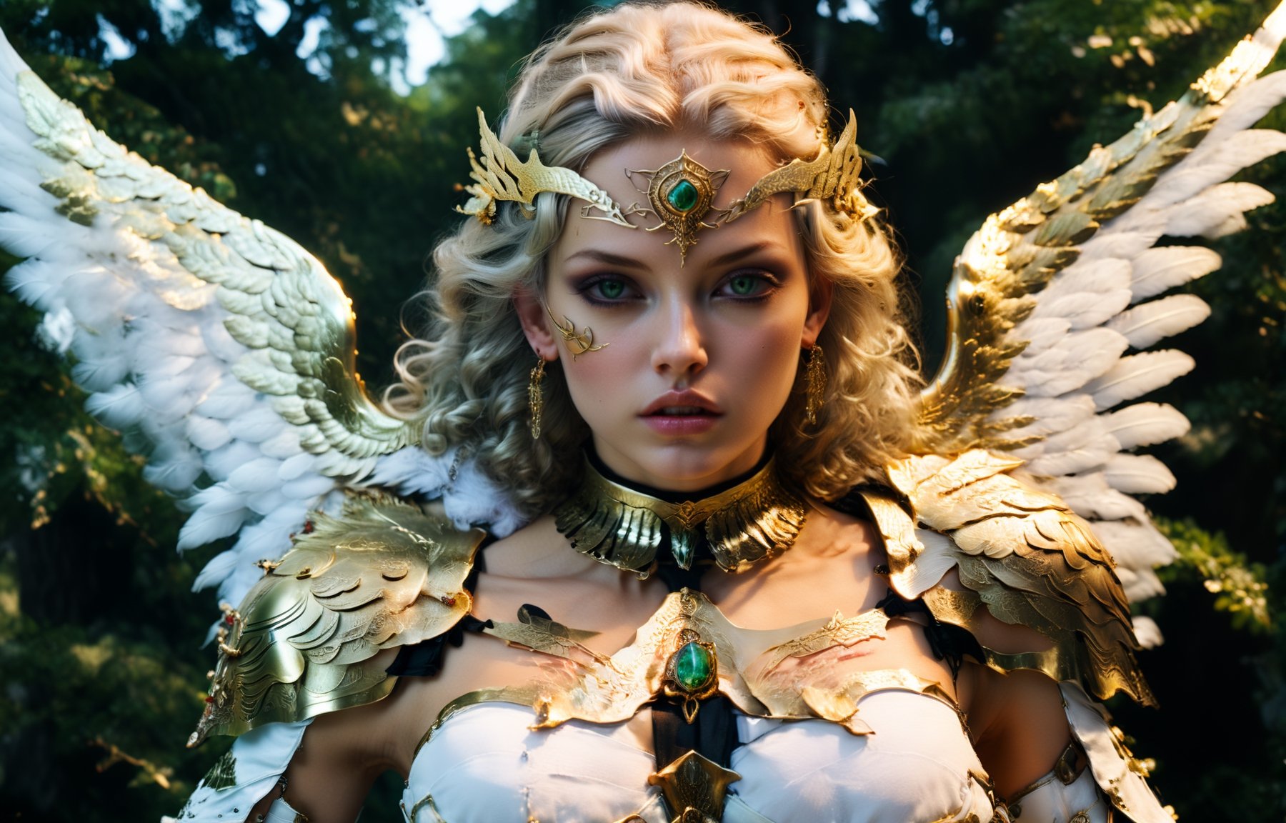 (wide angle),(Aetherpunk style:1.4),8k , ultra quality ,nature,pagan imagery,intricate detailed, beautiful valkyrie ,gold detailed holy gorgeous armor,intricate detailed wide angelic wings,spreading angelic wings wide,utopia,magic,detailed,mages,outdoors,amazing scenery,(highly detailed:1.2),(ultra realism:1.2), realistic, detailed, textured, skin, platinum white hair, green eyes, by Alex Huguet, Mike Hill, Ian Spriggs, JaeCheol Park, Marek Denko
,detailmaster2,more detail XL,(half body image),realistic,3d toon style,xxmix_girl,xxmixgirl