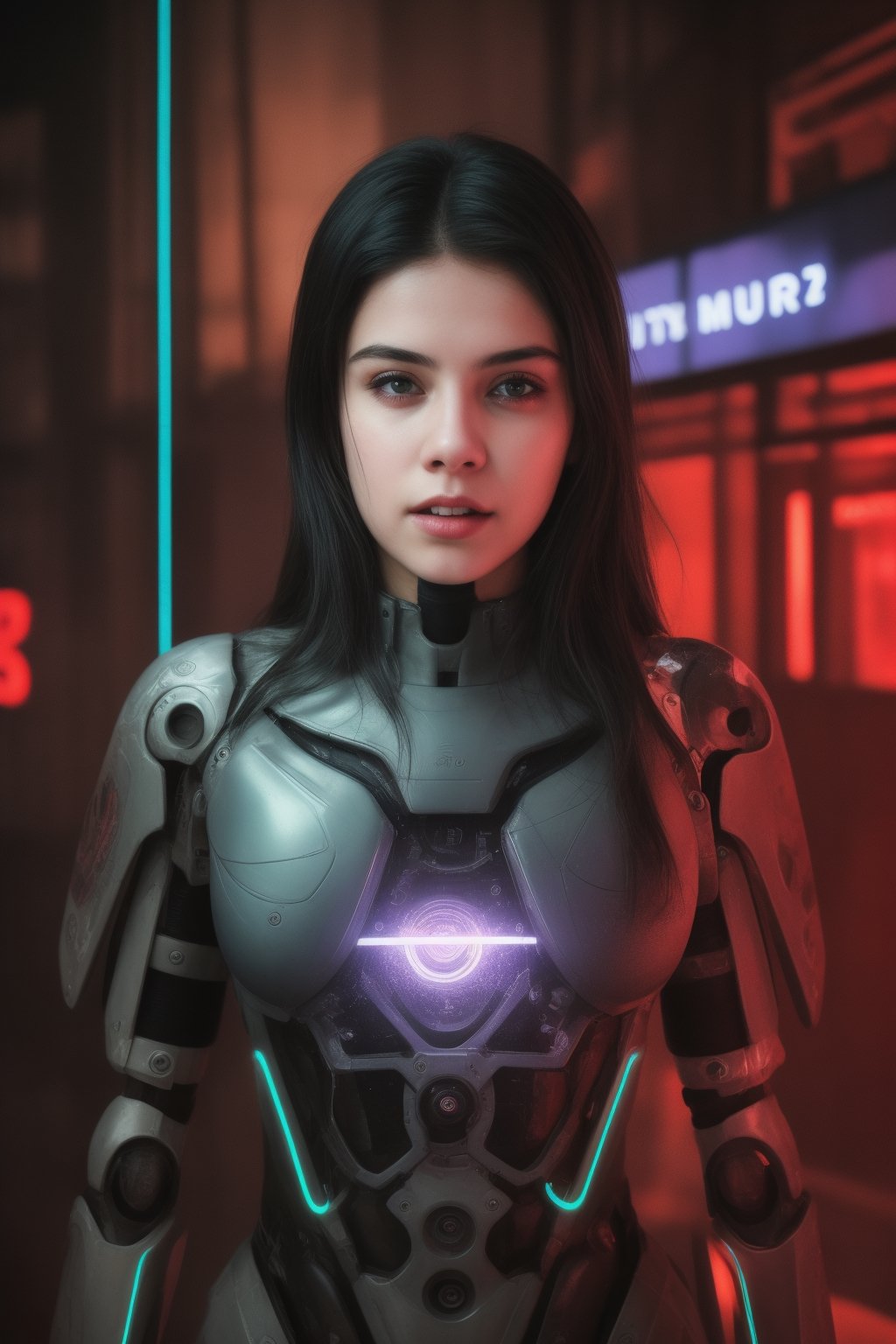 (best quality, 4k, 8k, highres, masterpiece:1.2), ultra-detailed, physically-based rendering, professional, neon led light, vivid colors, bokeh, cyborg girl, made only glass, neon cables, gears, transparent body, mechanical details, glowing eyes, reflective surface, subtle reflections, ethereal, luminous, metallic highlights, sci-fi, futuristic, neon lights, blue and purple color palette, dynamic lighting,Mallugirl,Mecha body,,CyberpunkWorld,27 year old girl,bul4n,n4git4,tsumuri,kokoroaoshima,Fuj1,vanessh4,gheayoubi,Billie Eilish ,cislan,25 year old girl ,Mallu ,Cyberpunk,Women ,1 girl,photo of perfecteyes eyes,27 old girl