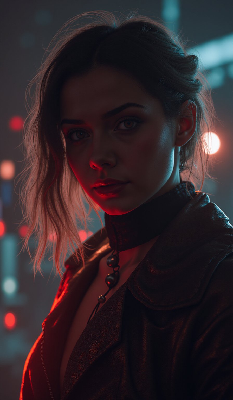 A cyberpunk women, realistic, details and enhanced image, beautiful,