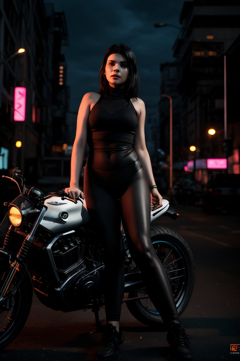 Cyberpunk world, beautiful 30 years old woman, neon, tron legacy  bike