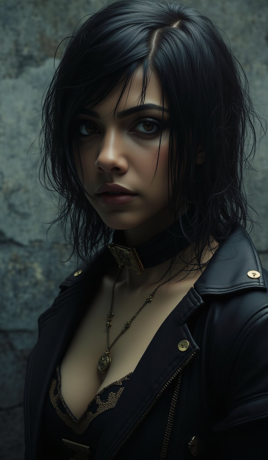 A cyberpunk women, realistic, details and enhanced image, beautiful,