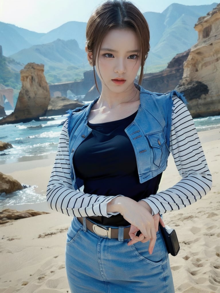 realistic Android_18_DB, photo realistic ,ti4r4