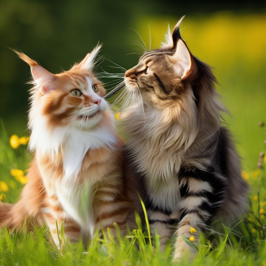 two cats,playing,cat,couple,romance,meadow, maine coon cat, felis catus,intercourse