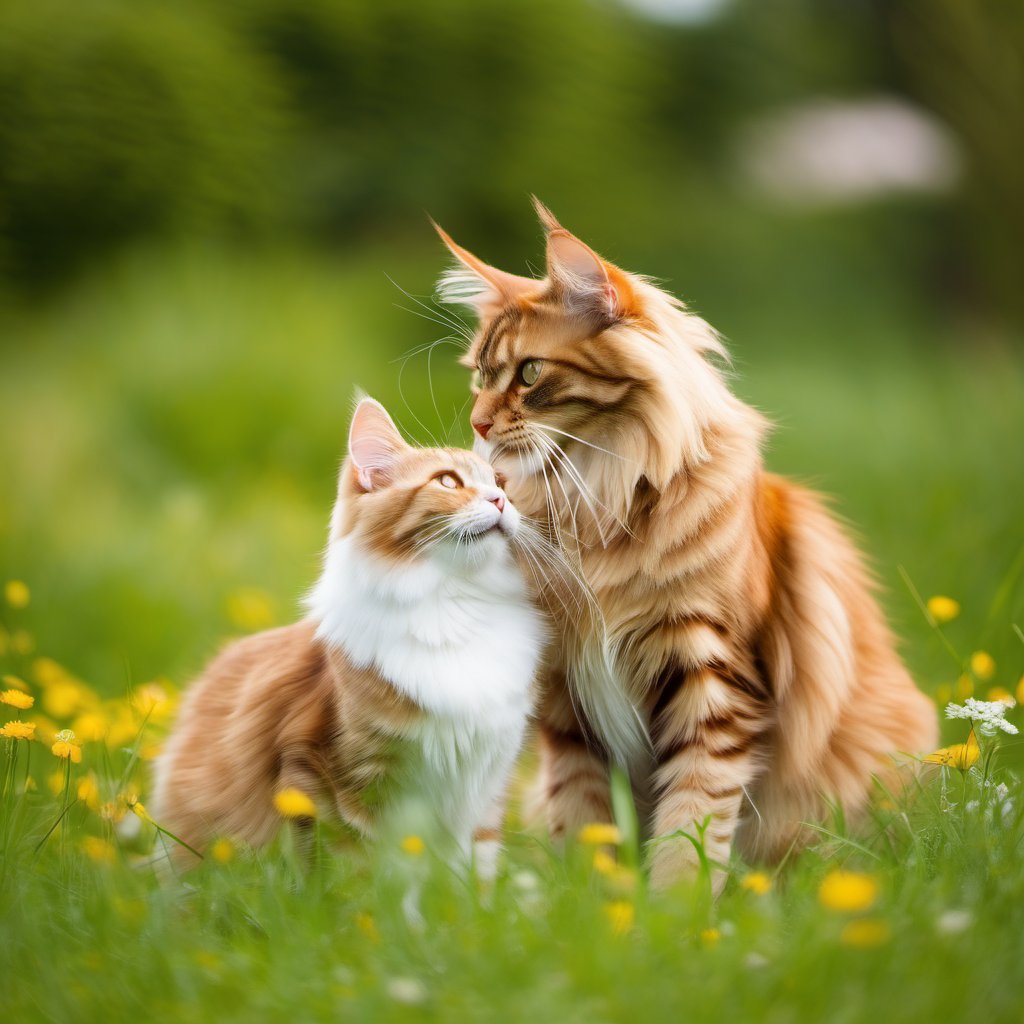 two cats,playing,cat,couple,romance,meadow, maine coon cat, felis catus,sexfriend