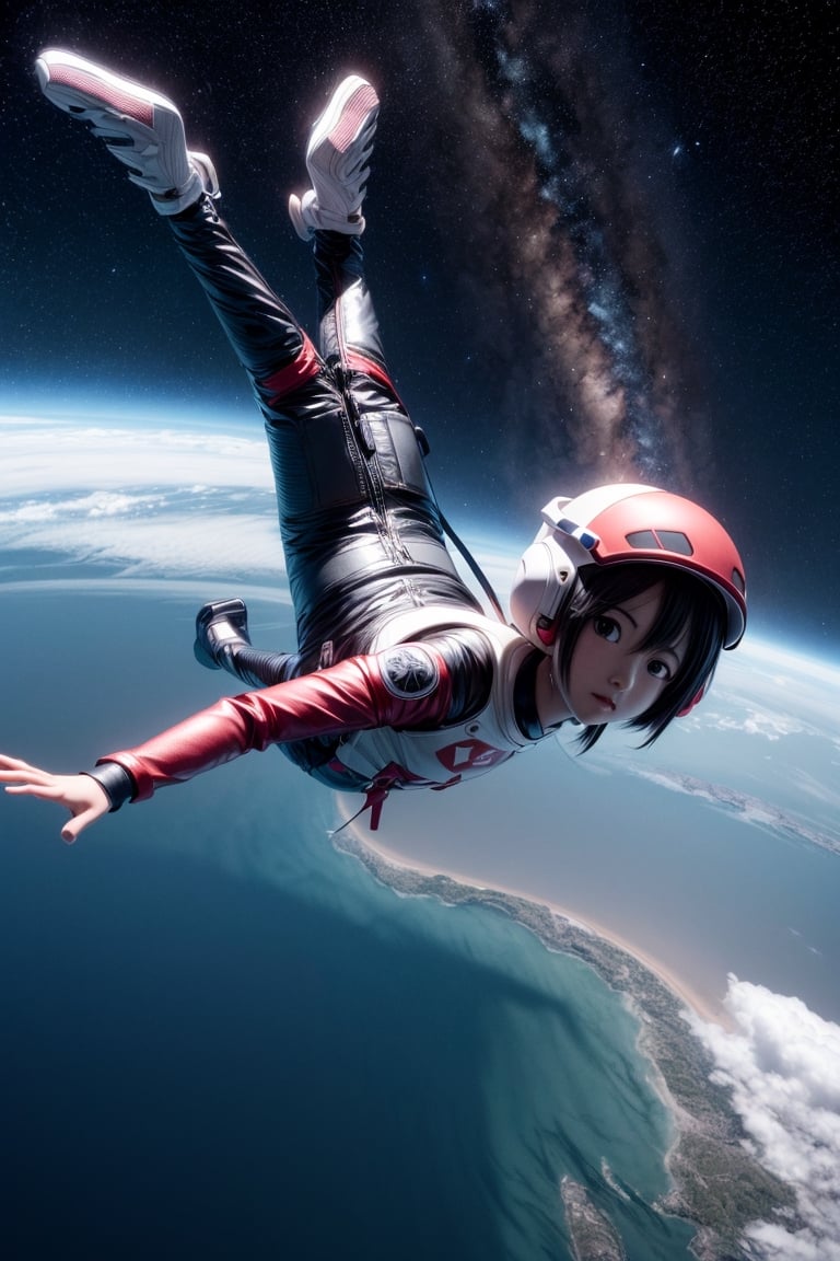 Anime girl floating in the air in spacesuit,wearing her helmet, portrait anime space cadet girl, girl in space,Ignorant and cute, Anime art wallpaper 8 K, style of anime4 K, Smooth anime CG art, Anime art wallpaper 4 K, Anime art wallpaper 4k, 4K anime wallpaper, render of a cute 3d anime girl, Anime wallpaper 4 k, Anime wallpaper 4K