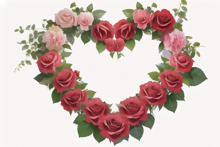 roses shaped into a heart