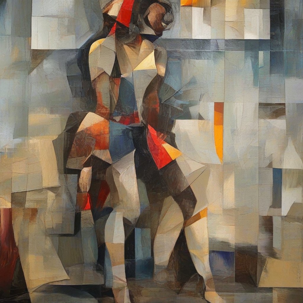 Cubism style, a pretty girl, full body