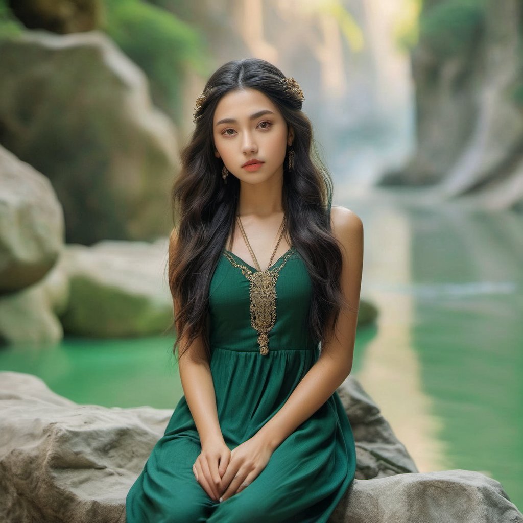  A beautiful 18 year old  teen girl  having thin lips, long curly hair, beautiful eye ,  attractive figure, attractive body ,   sitting over stone  of  a  green vally river ,  wearing old era dress, ancient environment , sharp image,  unsplash, stylized digital art, smooth, ultra high definition, 8k, unreal engine 5, ultra sharp focus, intricate artwork masterpiece, ominous, epic, (((real skin texture :1.3))) (((skin pores:1.3))) trending on artstation, by artgerm, h. r. giger and Beksiński, highly detailed, vibrant,photo r3al
Negative Prompt,bul4n,Detailedface,NYFlowerGirl