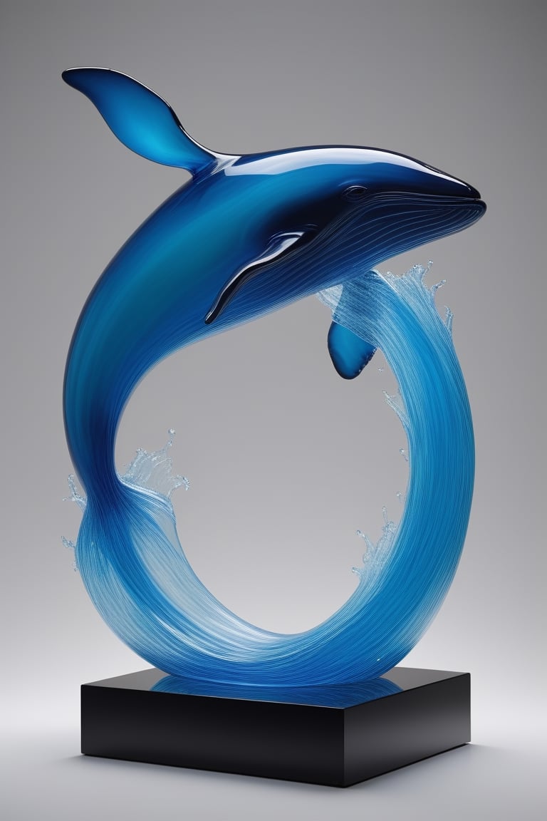 glass sculpture, 1 whale, jumping, (studio lighting) ,<lora:659095807385103906:1.0>