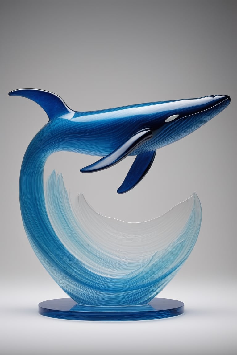 glass sculpture, 1 whale, jumping,,<lora:659095807385103906:1.0>