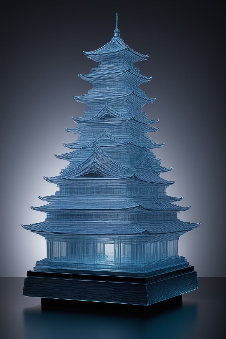 glass sculpture, Japanese castle, (studio lighting) ,<lora:659095807385103906:1.0>