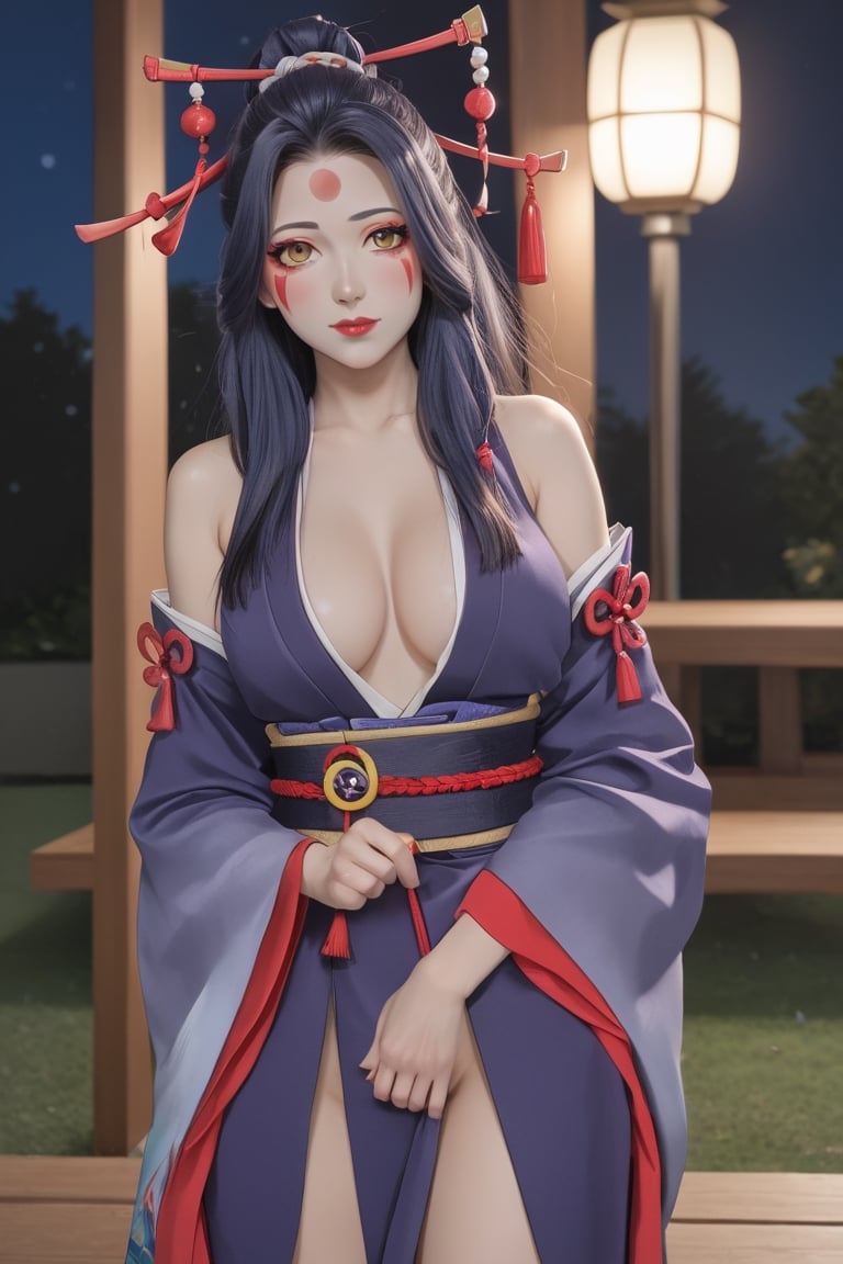 1 girl, beautiful face, onmyoji outfit, detailed hair, night, outdoor 