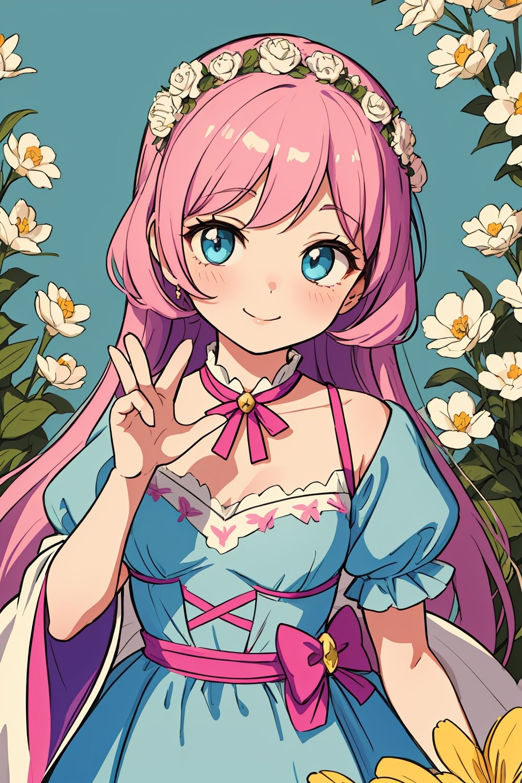 (best quality:1.2), (hyper detailed),

Style:

The character radiates a charming blend of loveliness, cuteness, and a touch of retro and floral aesthetics.
Background:

Immerse the character in a dreamy world with a pastel-colored backdrop. Shades of soft pinks, blues, and purples create a serene and enchanting atmosphere.
Floral Elements:

Adorn the backdrop with vibrant flowers, creating a whimsical and natural setting. These flowers add a touch of elegance and complement the character's floral-themed outfit.
Retro Touch:

Integrate subtle retro elements into the background, perhaps with a vintage pattern or hints of retro-inspired shapes. This adds a nostalgic charm to the overall scene.
Character's Appearance:

Dress the character in a pink-themed outfit with floral patterns, capturing the essence of cuteness and charm. Accessories like a flower crown or retro-inspired details enhance her unique style.
Pose:

Choose a pose that reflects the character's playful and endearing personality. This could include a cute gesture, a shy smile, or any pose that highlights the retro and floral elements.
Close-Up Details:

Capture a close-up of the character's face to showcase intricate details, like sparkly eyes, rosy cheeks, and any distinctive retro or floral accessories.
Effects:

Apply soft and dreamy filters to enhance the overall magical and whimsical quality of the scene. This adds a touch of fantasy and enchantment to the character's surroundings.
Description:

In this captivating template, our character stands in a dreamy world adorned with pastel hues and vibrant flowers. The retro-inspired touches add a hint of nostalgia to her charming appearance. The overall scene radiates loveliness and captures the essence of a whimsical and enchanting atmosphere.