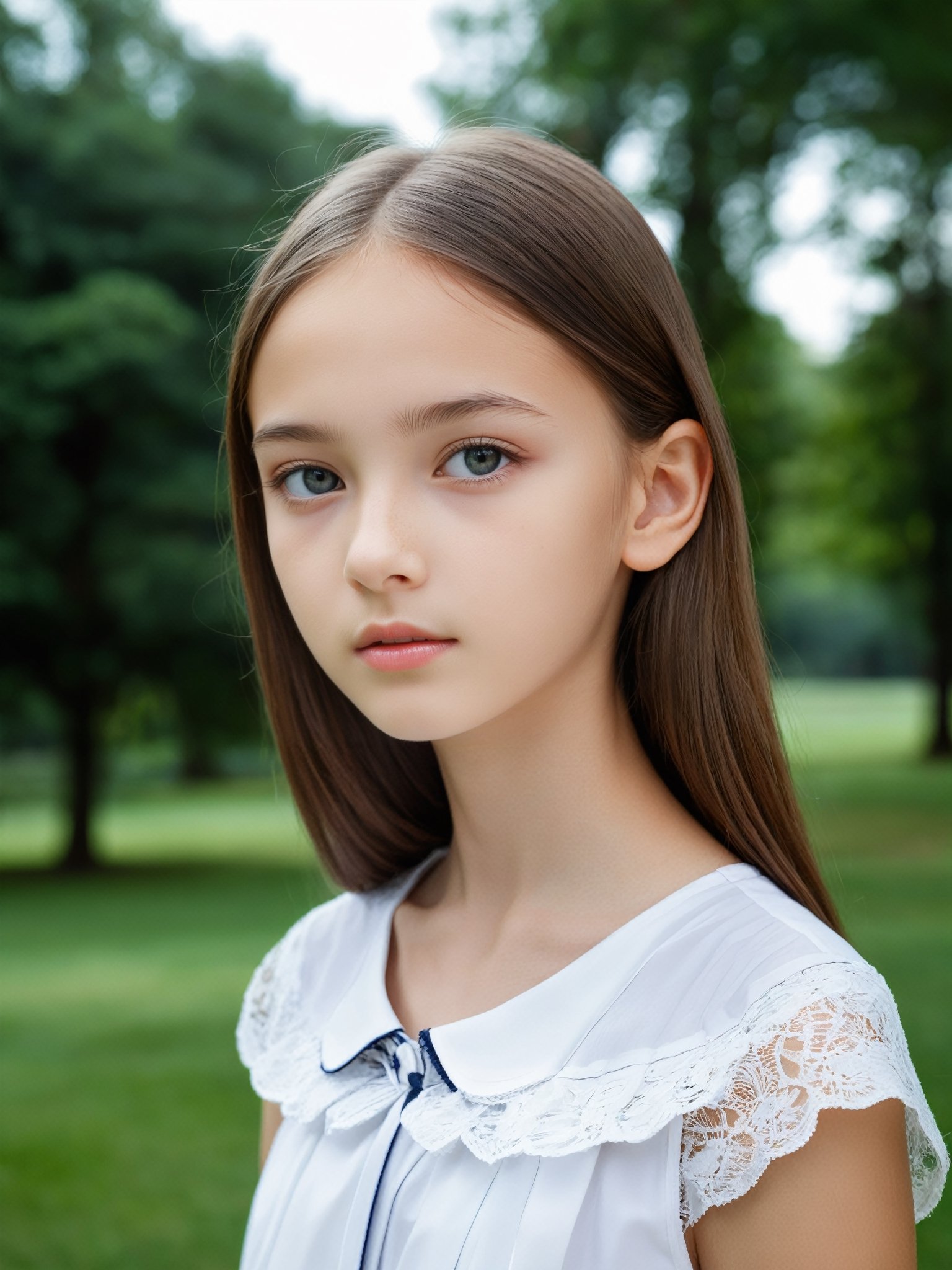 a half-body portrait photo of a Russian fashion model, (age 12-15:2), (dynamic pose:1.3), upper body, close up, gorgeous face, highly detailed face, smooth soft skin, looking at viewer, (from side:0.9), make up, (pubescent girl, short girl, slender girl, very thin:1.2), (summer school uniform:1.1), (outdoors, in deserted park, in the morning, dark background:1.4),

More Reasonable Details,