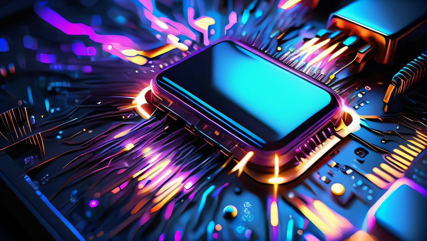 Photorealistic close-up shot, Background wallpaper, technical style, clean, hyper detailed, nonfigurative, (sharp edges:1.3), electrical circuit style, bulb parts, vibrant color, (tiny brilliant glowing electrical sparks are visible:1.3), dark style, cyberpunk style, glossy surfaces, shiny surfaces, (reflective surfaces:1.3), 