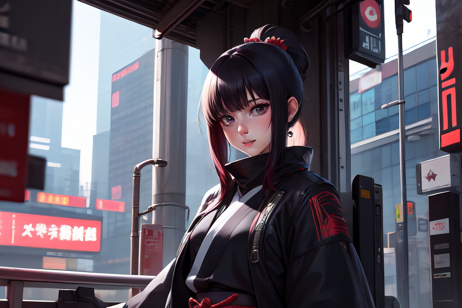 anime girl samurai, cyberpunk