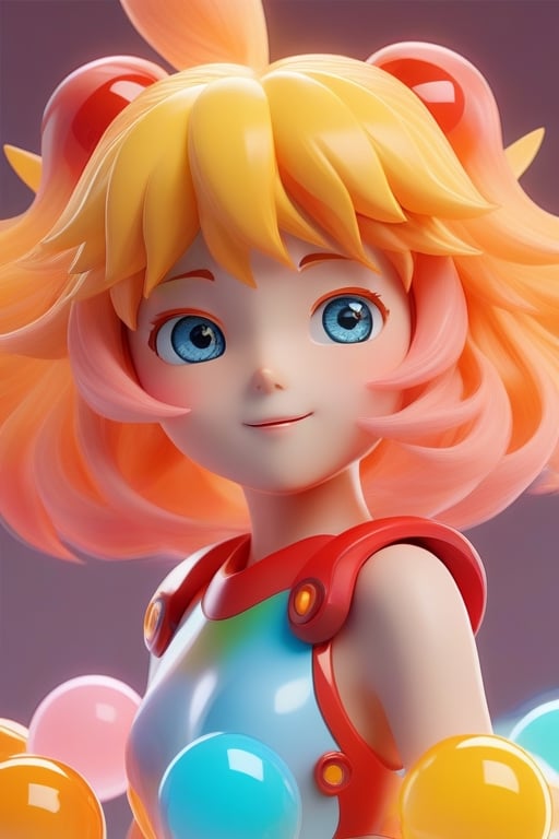 Detailed plastic material, best quality, (very detailed model), (best quality), octane rendering, ray tracing, very detailed, 3D toy, exaggerated giant hair, Asuka langley and Rei ayanami (full body ) (3D hair,  ((kids)), beautiful eyes, cute big eyes, cute face, pastel colors gradient, fluorescent translucent, colorful, plastic, children, transparent, product design , glowing jelly, delicate cute plastic, aesthetic light and shadow 3d, digital art, translucent plastic bubblegum, close-up, 3d, super detailed, generate front view, side view, rear view triple view, borderless, c4d, Octane rendering, Blender , HD, full body, smile, tshirt design, 