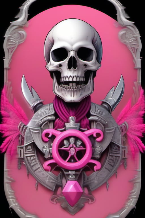 silver and pink skull logo to create a well detailed style necromancer