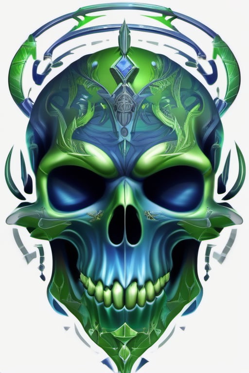 blue and green skull logo to create a well detailed style necromancer