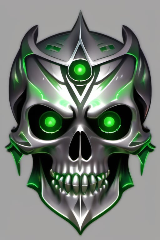 silver and green skull logo to create a well detailed style necromancer