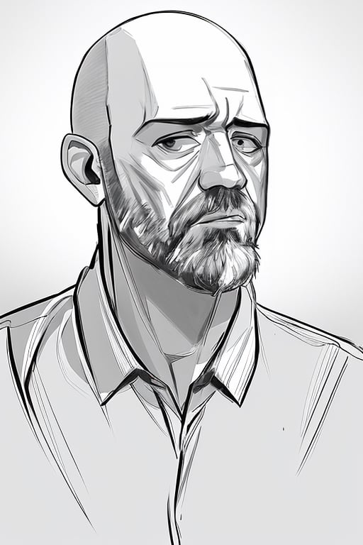 bald and beard man sketch style