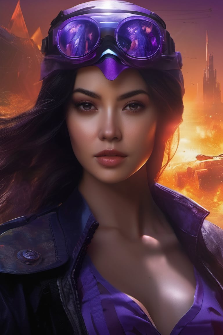 there is a special violet edition poster of a "A seductive assassin with a knack for eliminating high-value targets""Shadow Siren --q 99" centred looking at viewer, game poster, official poster artwork, game promotional poster, official poster, full poster, military art, promotional poster art, beautiful cinematic poster, official print, videogames poster, craig mullins greg rutkowski, ( apocalyptic ) 8 k, craig mullins style, cinematic poster, apocalyptic 8k, apocalyptic 8k, 