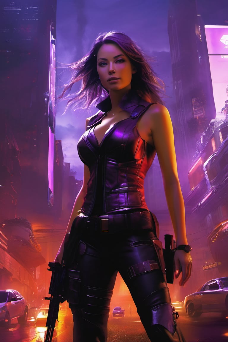 there is a special violet edition poster of a "A seductive assassin with a knack for eliminating high-value targets""Shadow Siren --q 99" centred looking at viewer, game poster, official poster artwork, game promotional poster, official poster, full poster, military art, promotional poster art, beautiful cinematic poster, official print, videogames poster, craig mullins greg rutkowski, ( apocalyptic ) 8 k, craig mullins style, cinematic poster, apocalyptic 8k, apocalyptic 8k, 