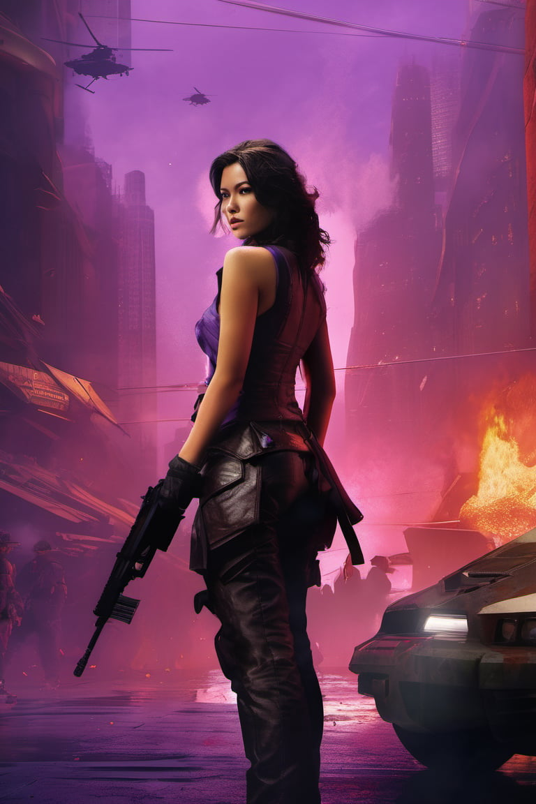 there is a special violet edition poster of a "A seductive assassin with a knack for eliminating high-value targets""Shadow Siren --q 99" centred looking at viewer, game poster, official poster artwork, game promotional poster, official poster, full poster, military art, promotional poster art, beautiful cinematic poster, official print, videogames poster, craig mullins greg rutkowski, ( apocalyptic ) 8 k, craig mullins style, cinematic poster, apocalyptic 8k, apocalyptic 8k, 